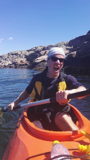 Martin in a canoe